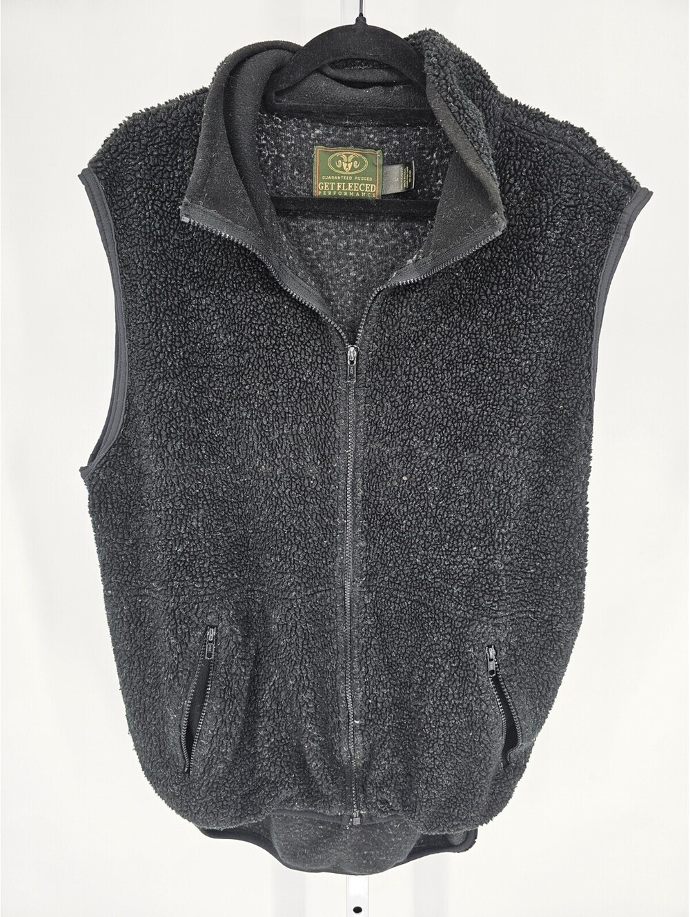 Get Fleeced Performance Womens Sz L Zip Up Sherpa Style Vest Black - Picture 1 of 4